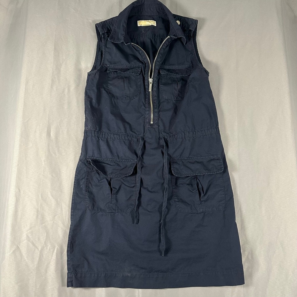 Michael‎ Kors Womens S/P Navy Blue Utility Safari Cargo Half Zip Dress